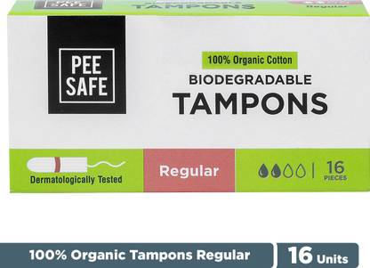 Pee Safe 100% Organic Cotton Tampon, Regular Tampons