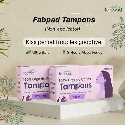 FabPad 100% organic cotton tampons without applicators (Super 9-12 g) Tampons