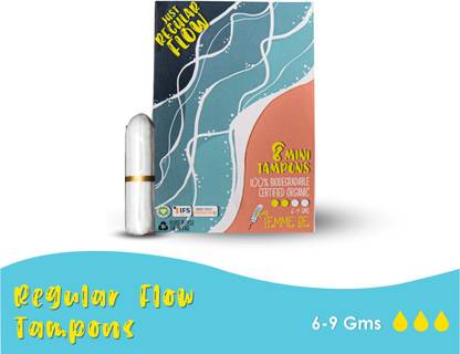 LEMME BE Medium Flow Tampons (Box of 8) 100% Cotton Certified Biodegradable Tampons