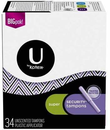 U by Kotex Security Tampons, Super, Plastic Applicator, Unscented-34 ct Tampons