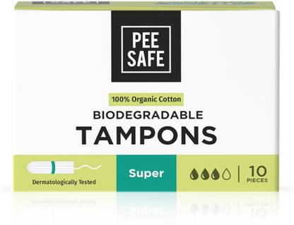 Pee Safe 100% Organic Tampon Super: 10N for Heavy Flow Tampons