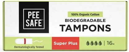 Pee Safe 100% Organic Cotton Tampon, Super Plus Tampons