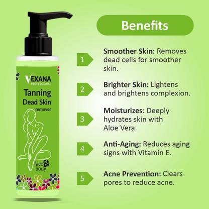 vexana Aloe-Vera Dead Skin Tanning Remover | Skin Brightening 100 Tanning Liquid