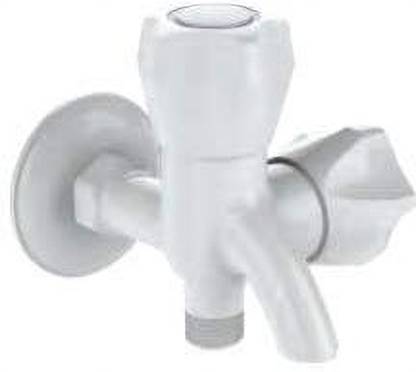 Watertec Pvc 2 Way Glossy Bib Water Tap (White) Tap Adapter