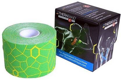 Theraband Kinesiology Tape Standard Roll, 5cm x 5m - Electric Green/Yellow Print Support Tape