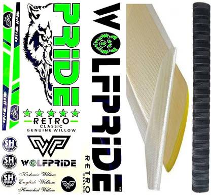 WOLF PRIDE B/GREEN RETRO CRICKET BAT STICKER COMBO KIT (STICKER, ANTI SCUFF SHEET) Bat Sticker