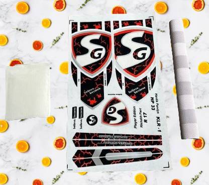 SG HARDIK PANDYA RED-09 GLOSSY SHINE ADVANCE GUM NEW EDITION WITH FIVER TAPE AND GRIP Bat Sticker