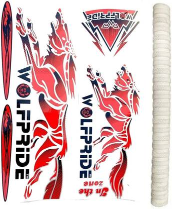 WOLF PRIDE IN THE ZONE RED/WHITE CRICKET BAT STICKER PACK (STICKER+GRIP) Bat Sticker