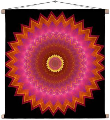 Artzfolio Multi Colored Concentric Ornament Pattern Canvas Scroll Tapestry 24 x 24 inch Printed Tapestry