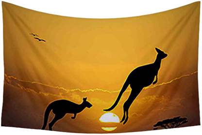 Artzfolio Kangaroos At Sunset Canvas Fabric Tapestry 51.8 x 34.6 inch (132 x 88 cms) Digital Art Tapestry