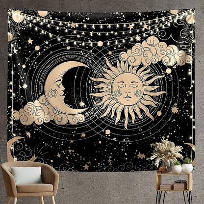 PALAY Sun and Moon Tapestry Aesthetic Sun Moon Tapestry Dark Spiritual Tapestries Sun and Moon Tapestry Aesthetic Moon Tapestry Black Dark Spiritual Tapestries Tapestry