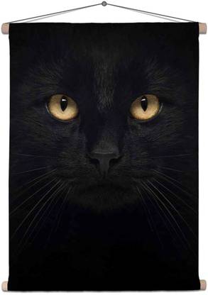 Artzfolio Black Cat Canvas Tapestry Scroll Art 24 x 31.2 inch (61 x 79 cms) Printed Tapestry