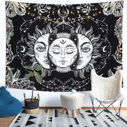 DRAVY HANDICRAFTS Tarot Boho Bohemian Sun Wall Hanging Home Decoration (Size-84x54 Inches) Tapestry