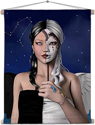 Artzfolio Zodiac Series Gemini Canvas Tapestry Scroll Art 24 x 29 inch (61 x 74 cms) Printed Tapestry
