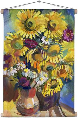 Artzfolio Sunflower Canvas Tapestry Scroll Art 21.2 x 29.4 inch (54 x 75 cms) Printed Tapestry
