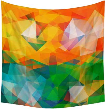 Artzfolio Multicolor Triangle Mosaic Canvas Fabric Tapestry 36 x 37.2 inch (91 x 94 cms) Digital Art Tapestry