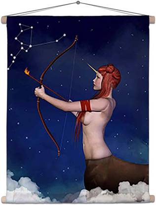 Artzfolio Zodiac Series Sagittarius Canvas Tapestry Scroll Art 24 x 29 inch (61 x 74 cms) Printed Tapestry