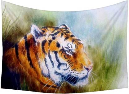 Artzfolio Airbrush Artwork Of A Mighty Fierce Tiger Canvas Fabric Tapestry 42x30.7inch Digital Art Tapestry