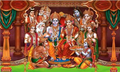 Epoojacart (Model - 48) Shree Ram Darbar Backdrop for Kalyanam (5x8 ft) Decoration Tapestry