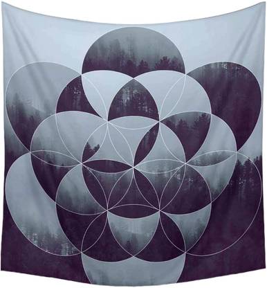 Artzfolio Forest & The Flower Of Life Canvas Fabric Tapestry 32.7 x 35 inch (83 x 89 cms) Digital Art Tapestry