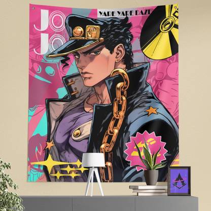 ComicSense JoJo's Bizarre Adventure Star Platinum Printed Anime Tapestry for Home Decor Bedroom Living Room - 56 X 46 Inches Tapestry