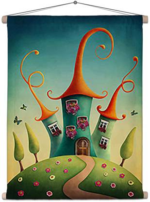 Artzfolio Fantasy Castle In The Meadow Canvas Tapestry Scroll Art 24 x 30 inch Printed Tapestry