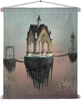 Artzfolio Fantasy Village Canvas Tapestry Scroll Art 24 x 27 inch (61 x 69 cms) Printed Tapestry