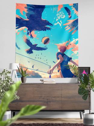 ComicSense Haikyuu Anime Fly High Printed Tapestry for Home Decor Bedroom Living Room - 56 X 46 Inches Tapestry