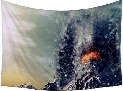Artzfolio Exploding Volcano Canvas Fabric Tapestry 48 x 36 inch (122 x 91 cms) Digital Art Tapestry