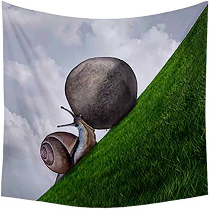 Artzfolio Snail Pushing A Boulder Canvas Fabric Tapestry 34.8 x 34.8 inch (88 x 88 cms) Digital Art Tapestry