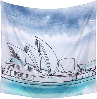 Artzfolio Sydney Opera House Australia Canvas Fabric Tapestry 36 x 36.2 inch (91 x 92 cms) Digital Art Tapestry