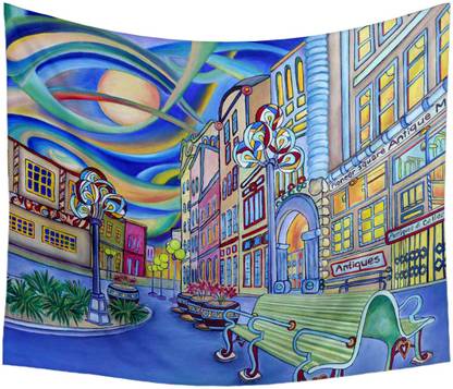 Artzfolio Seattle Downtown Modern City Satin Fabric Tapestry 40.1x34.2inch (102x87cms) Digital Art Tapestry