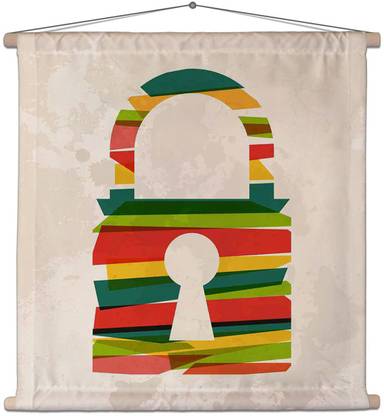 Artzfolio Transparent Bands Padlock Canvas Tapestry Scroll Art 24 x 24 inch (61 x 61 cms) Home Tapestry