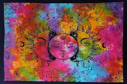 DORAYA Three Face Sun Multi Star Sun Moon Taron Hippie Bohemian Good Luck Small Mandala Tapestry 30x40 Tapestry
