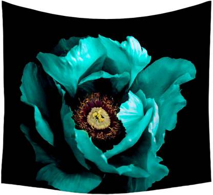 Artzfolio Cyan Peony Flower Canvas Fabric Tapestry 34.9 x 32 inch (89 x 81 cms) Digital Art Tapestry