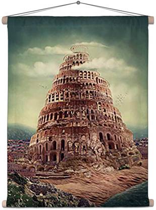 Artzfolio Tower Of Babel Canvas Tapestry Scroll Art 24 x 30 inch (61 x 76 cms) Printed Tapestry