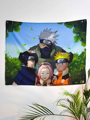 ComicSense Naruto Anime Team 7 Anime Themed Satin Fabric Flag Backdrop Wall Hanging Room Decor 27.5 x 35.5 in Tapestry
