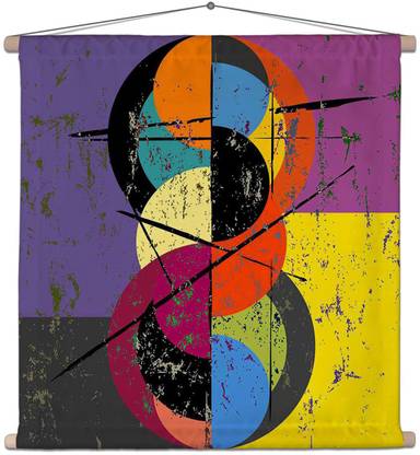 Artzfolio Abstract Vintage Style Circle Canvas Tapestry Scroll Art 24 x 24 inch Printed Tapestry