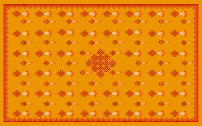 Sanskriti Traditional Pooja Cloth Backdrop | Yellow Wall Hanging Fabric 5x8 Feet Ethinic Backdrop Tapestry