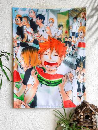 ComicSense Haikyuu Anime Inspired Tokyo Training Camp Anime Themed Satin Fabric Flag Backdrop Wall Hanging Room Decor 27.5 x 35.5 in Tapestry
