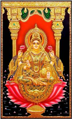 Epoojacart (Model 5) Tanjavur Laxmi Devi Backdrop - God Backdrops (5x8 ft) Pooja Backdrop Tapestry
