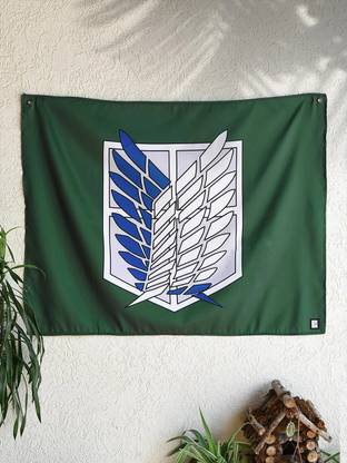 ComicSense Attack on Titan Anime Wings of Freedom Anime Themed Satin Fabric Flag Backdrop Wall Hanging Room Decor 27.5 x 35.5 in Tapestry