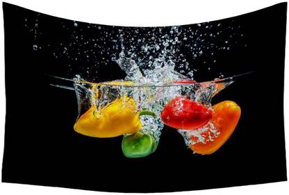 Artzfolio Image of a Splashing Paprika Canvas Fabric Tapestry 54 x 36 inch (137 x 91 cms) Digital Art Tapestry