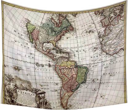 Artzfolio Photo of an Old Map Canvas Fabric Tapestry 41.6 x 36 inch (106 x 91 cms) Digital Art Tapestry