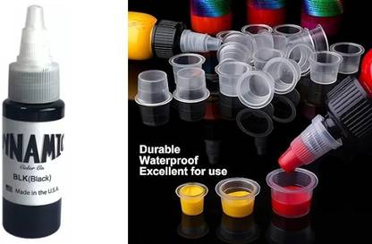 Shield plus Small Inkcup 100pcs Combo With Dynamic Black 1oz Tattoo Ink