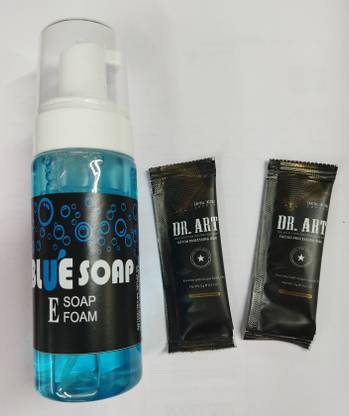 Forver tattoo BLUE SOAP -E- FOAM. 150ML.(1Pic)+ 2pic. Dr.Art A&D Ointment. Free. Permanent Tattoo Kit
