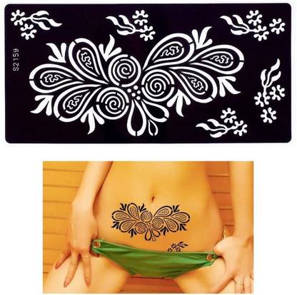 KICKWIX Heena stencil sticker reusable,for Both Hand Mehandi Sticker Design 1773 Temporary Tattoo Kit