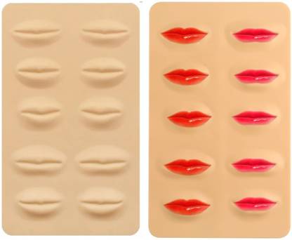 DAIMANPU Lip Makeup Learning Kit, Lip Tattoo Silicone Dummy Fake Skin Reusable Tattoo Kit Temporary Tattoo Kit