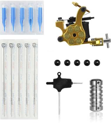 RAJry Complete Kit Golden Bullet Tattoo Machine Temporary Tattoo Kit