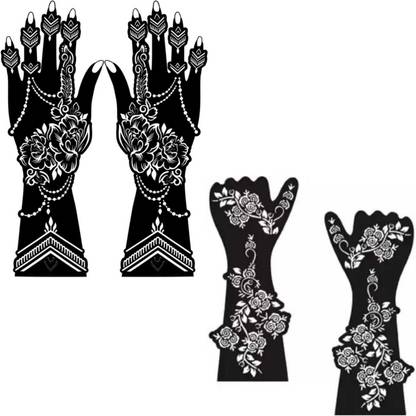 JMC Unique Mehndi Sticker Set of 4 Pes|Henna Stencil for Women, Girls model no 73-31 Temporary Tattoo Kit
